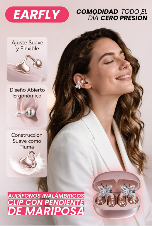 Earfly® - Audífonos Inalámbricos Clip con Pendiente de Mariposa