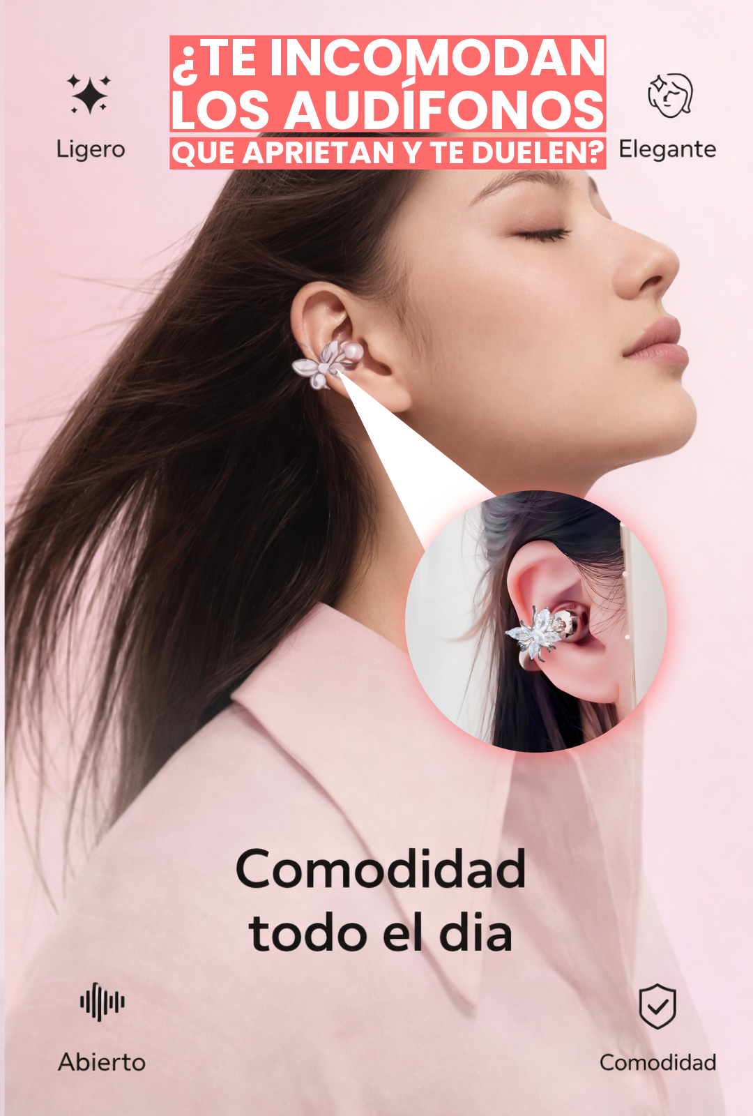 Earfly® - Audífonos Inalámbricos Clip con Pendiente de Mariposa