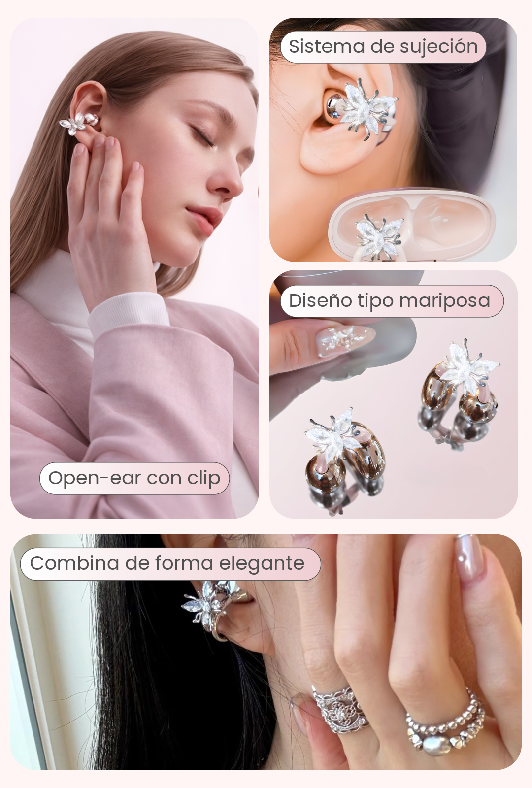 Earfly® - Audífonos Inalámbricos Clip con Pendiente de Mariposa