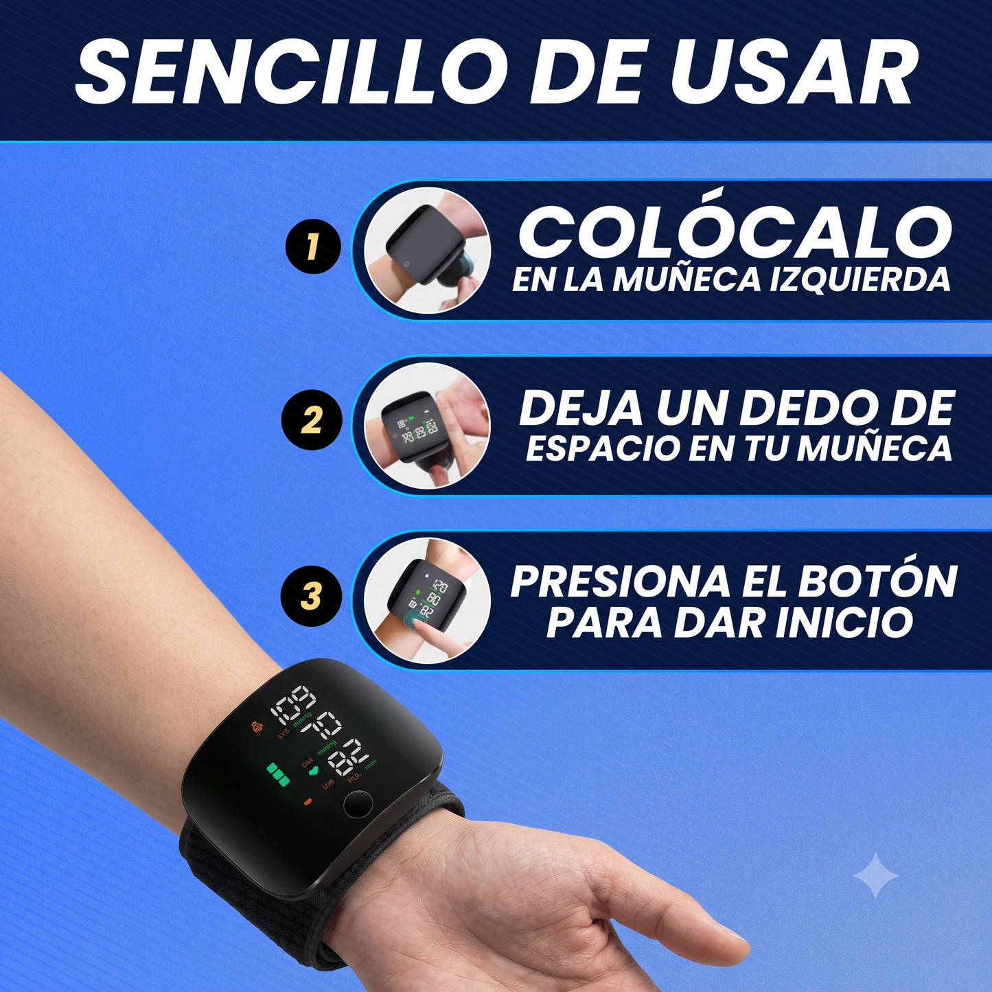 Tensiómetro de Muñeca Inteligente Con Voz en Español
